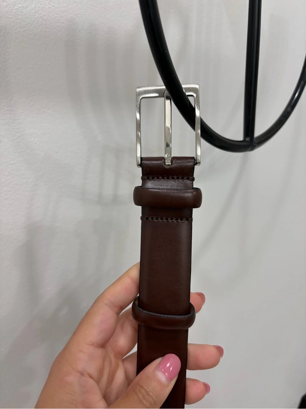 Men's Brown Leather Belt with Silver Buckle